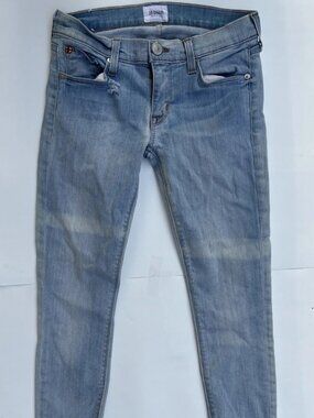 Hudson Harkin Crop Super Skinny Cuff Low-Rise Blue Jeans Distressed - Size 26